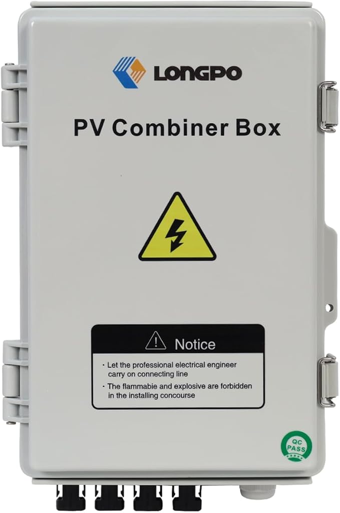 Solar 4 String PV Combiner Box with Lightning Arreste 15A Rated Current Fuse and 2P 63A Circuit Breakers for On/Off Grid Solar Panel System (4 String PV Combiner Box)