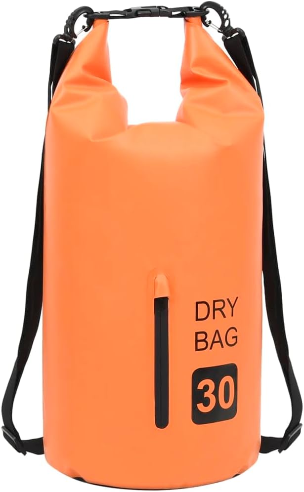 Waterproof Dry Bag with Zipper Orange 7.9 gal PVC Backpack Lightweight Durable Sack for Outdoor Trips Boating Surfing Protects Valuables from Water Sand Dust Includes