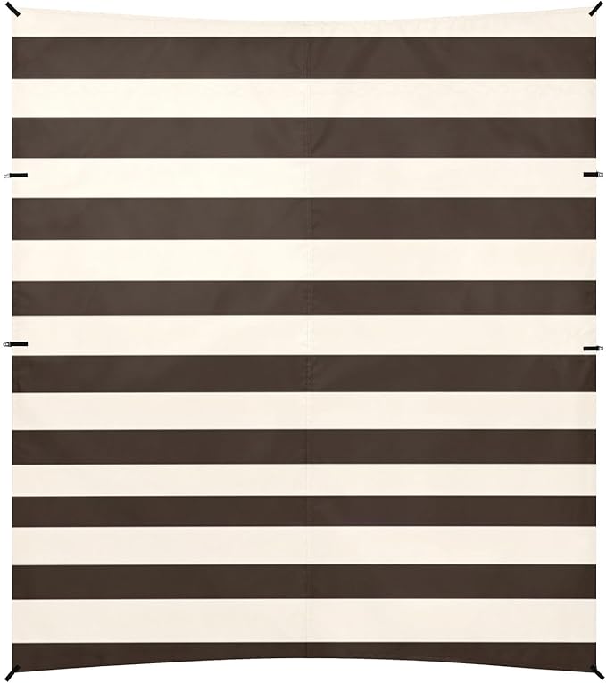 ALAZA Brown White Striped Beach Tent Sun Shelter Portable Canopy Sunshade for Outdoor Camping Picnics Backyard Fun 10x9 ft