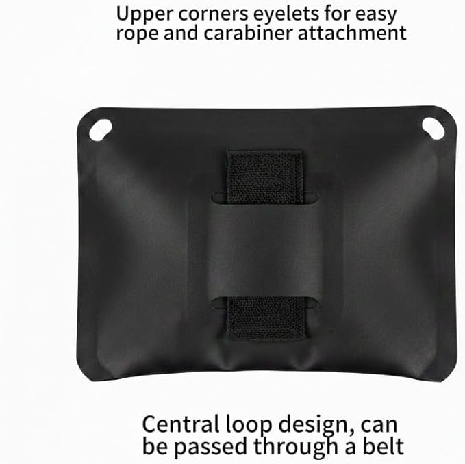 Large Tactical IPX8 Waterproof EDC Wallet Pouch - Holds 10+ Cards Keys Cash - Heavy Duty Belt Loop &amp Dual Top Grommets(Black)