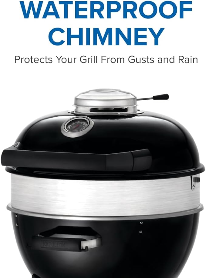 Napoleon PRO22 Professional Charcoal Kettle Grill Black Porcelain-Enameled Lid and Bowl Chrome-Plated Cooking Grid