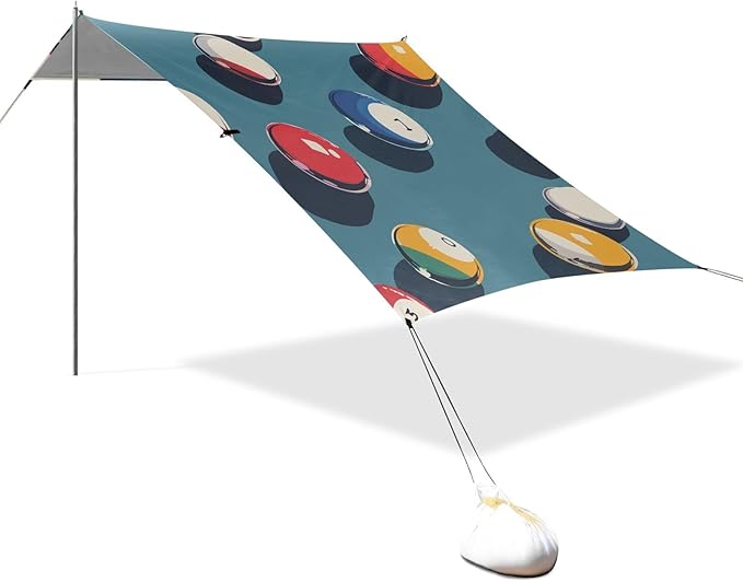 ALAZA Colorful Billiard Beach Tent Sun Shelter Portable Canopy Sunshade for Outdoor Camping Picnics Backyard Fun 10x9 ft