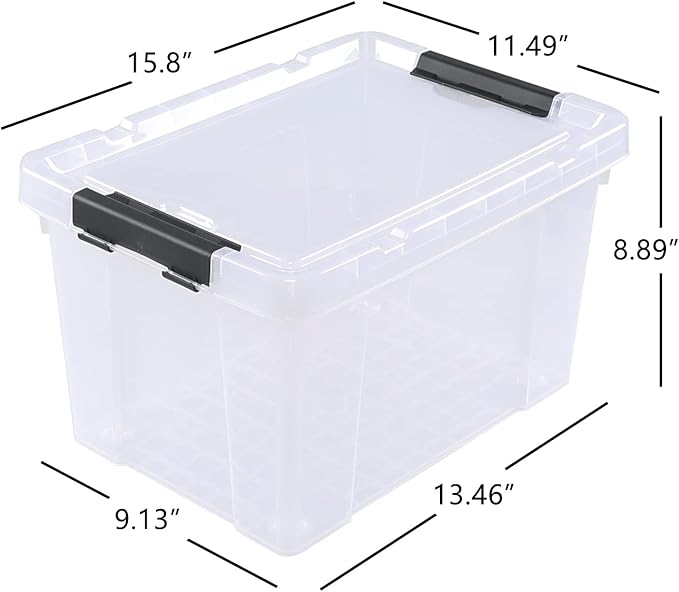 4 Pack 22 L Clear Plastic Storage Box with Wheels Latch Storage Bin with Lid