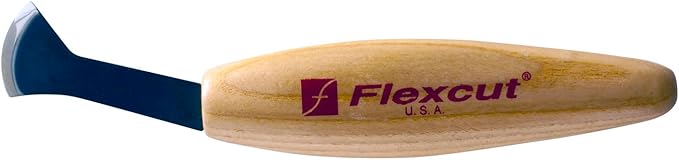 FLEXCUT Wood Carving Tools | Hooked Push Knife for Cleaning Stop Cuts | 1095 High Carbon Steel | 1-inch Bevel | 2.5oz | KN33 | Made in the U.S.A