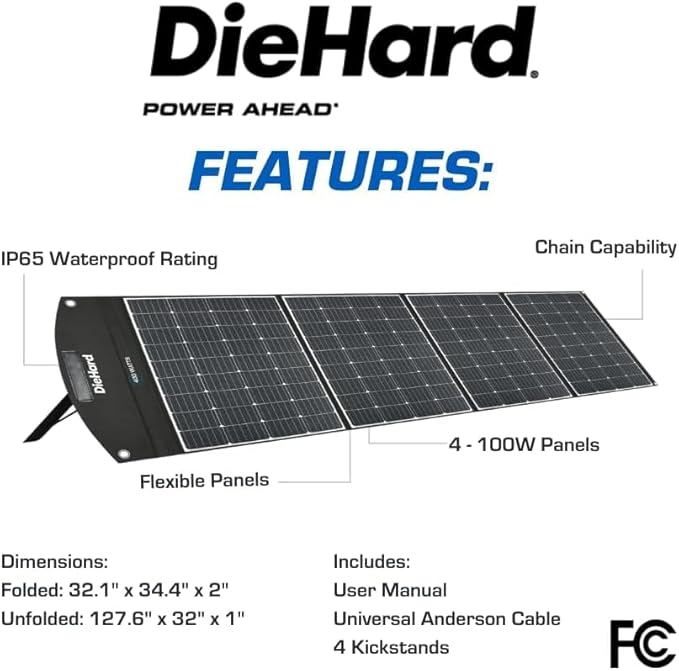 DieHard Portable Power Station 2400-Watt (4800-Watt Peak) 2048Wh with 400W Solar Panel - Quiet Solar Generator for Home Backup Weather Outdoor Recreation Jobsite and More