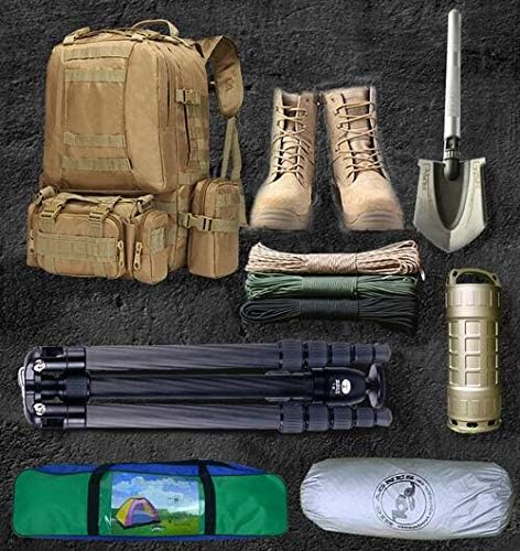 Tactical Backpack 55L with Built-up 3 MOLLE Bags Rucksacks for Travelling
