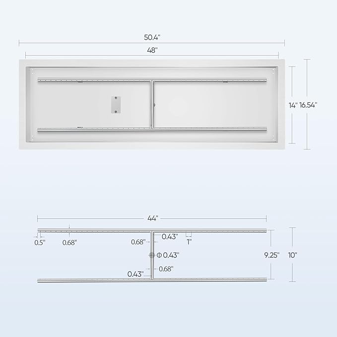 FAHKNS 48 x 14 Rectangular Fire Pit Pan Kit for Indoor or Outdoor Large Built-in Fire Table. Stainless Steel Drop-in Fire Pit Pan with H-Shaped Burner Spark Ignition Kit