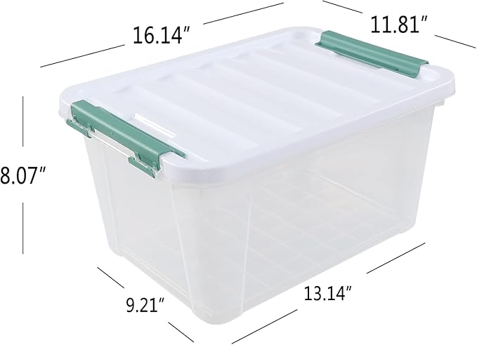 20 Quart Plastic Clear Storage Totes with Lids Plastic Latching Boxes with Lids 4 Packs