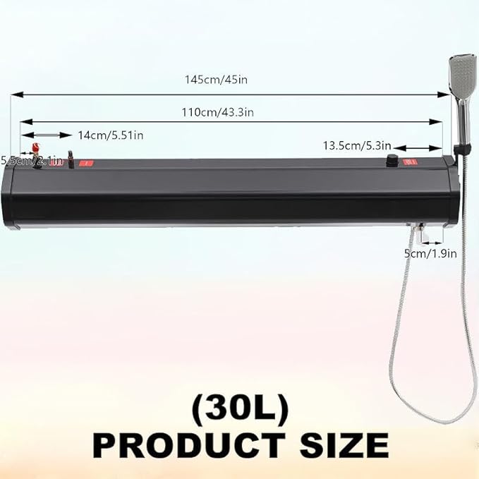 Road Camping Shower Pressurized Water Tank Portable Camping Showerhead Handheld with Storage Bag Device for Overlanding Water Store Outdoors Activities Compatible30L/7.93Gal