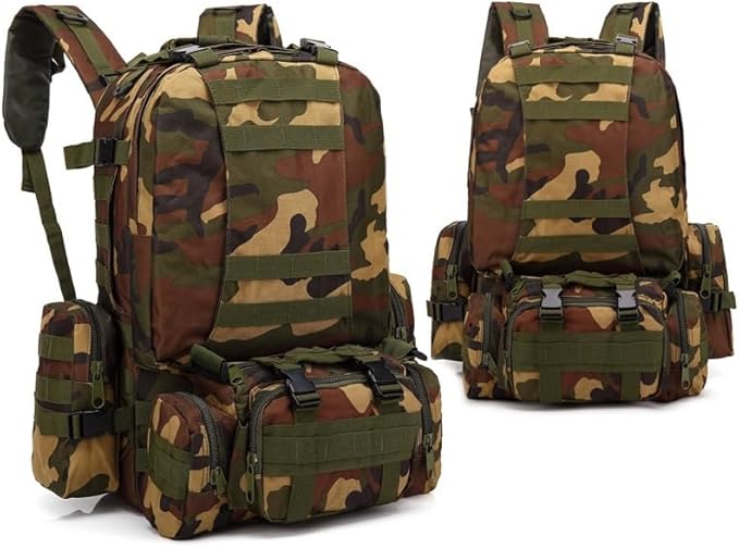 Tactical Backpack Military Molle Hiking 55L Outdoor mountaineering camping traveling camouflage tactical jungle camouflage
