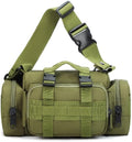 Multifunctional Outdoor Tactical Fanny Pack Waterproof 3P Duffel Waist Bag with Shoulder Strape MOLLE System Camera Bag Chest Pouch (Army Green)