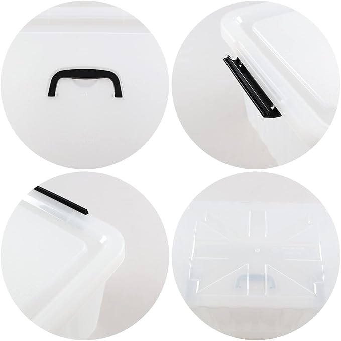 20 L Plastic Storage Bins with Latching Lids Stackable Storage Containers for Garage Closet Kitchen 4 Packs