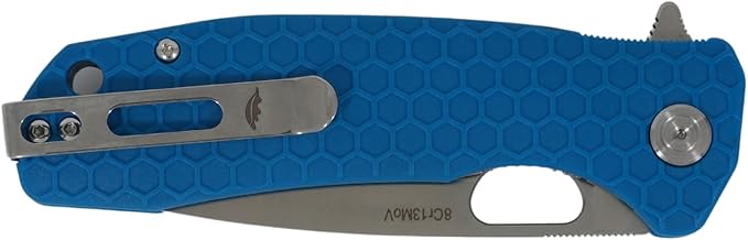 Honey Badger Large Pocket Knife EDC Drop Point Folding Utility Knife 3.6 Steel Blade Reversible Pocket Clip - (3.8oz) Drop Point Large Blue HB1004