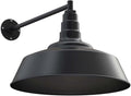 Steel Lighting Co. Large Outdoor Barn Light |Garage Light Fixture | Made in America from 18-Gauge Steel | 20 Dome | 20 Straight Arm Matte Black Exterior/Matte Black Interior