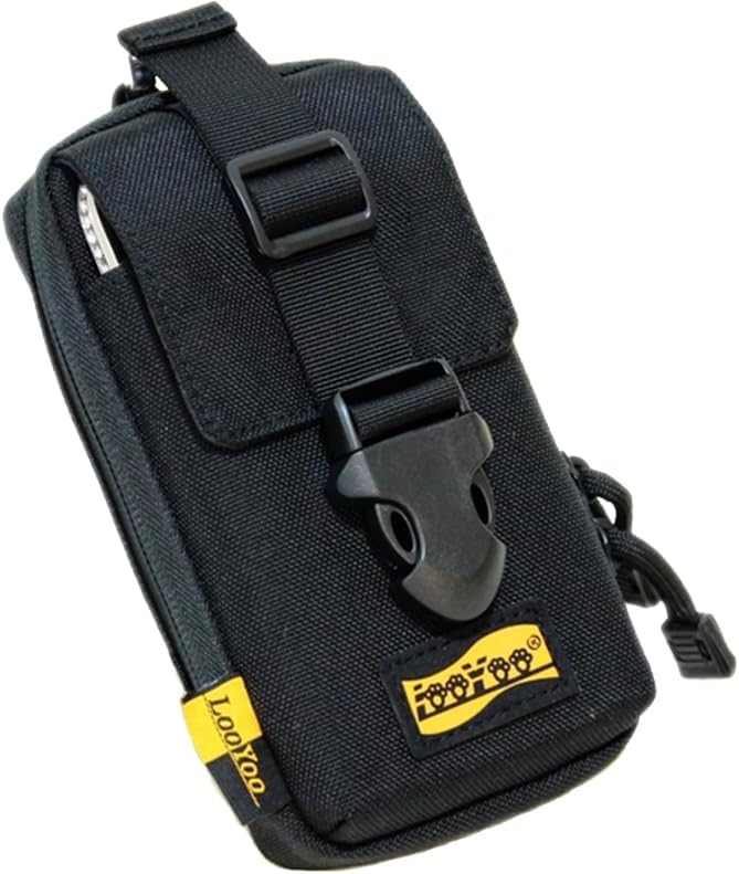 Looyoo/A148 Tactical Phone Pouch with Shoulder Strap EDC Utility Waist Pack Dual Layer Nylon Black and Khaki