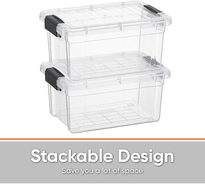 Superio Clear Storage Boxes with Lids 3.5 Quart Plastic Container Bins for Organizing Stackable Crates BPA Free Non Toxic Odor Free Organizers for Home Office and Dorm 8 Pack