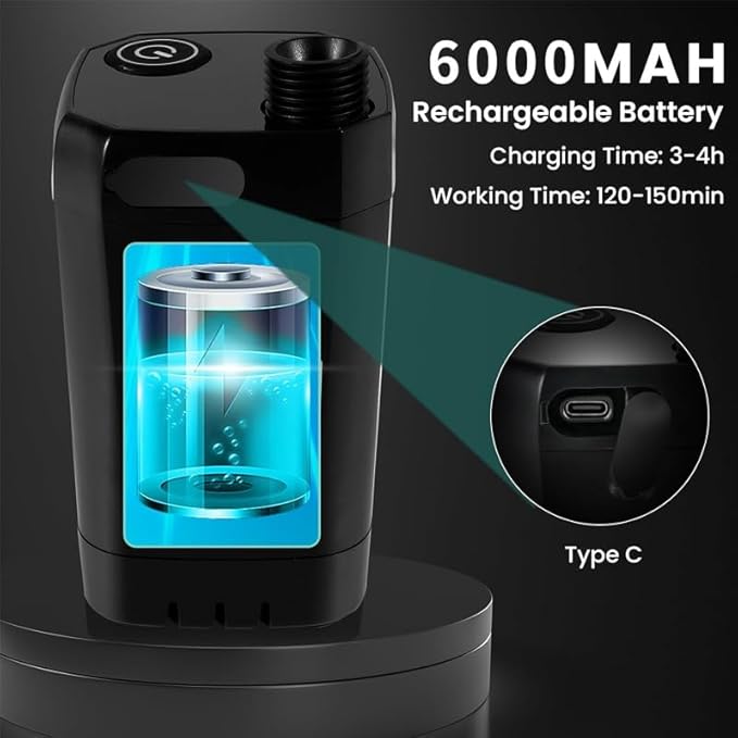 Portable Rechargeable Outdoor Camping Shower Pump High Pressure Camping Shower System with Hose Ideal for RV Beach Garden &amp Pet Washing (Grey 6000mA)