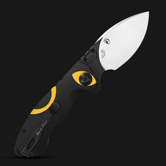 Sitivien ST162 Folding KnifeAUS-10 Steel Blade with G10 Handle Pocket Knife EDC Tool Knife for Outdoor CampingHikingHuntingFishing(Yellow)