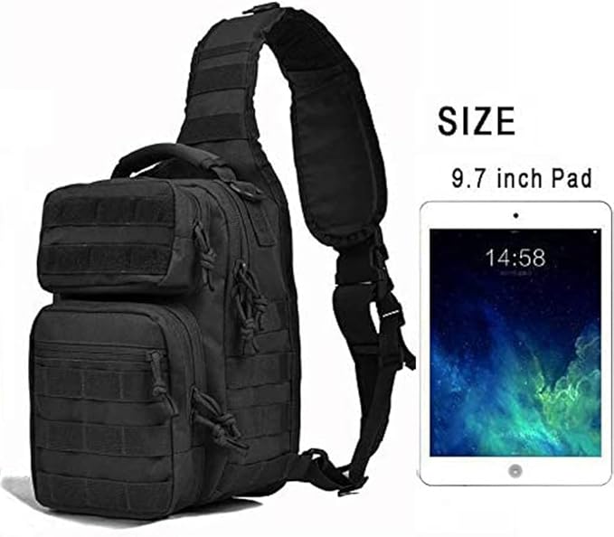 REEBOW GEAR Tactical Sling Pack for Men Military Single Shoulder Backpack Outdoor EDC Range Bag (Style 01-Black)