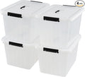 Asking 18 L Clear Plastic Storage Box with Handle 4-Pack