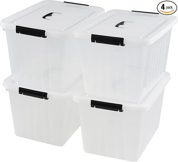Asking 18 L Clear Plastic Storage Box with Handle 4-Pack