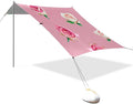 Watercolor Roses Pink Beach Tent Sun Shelter Set UPF50+ UV Protection 10.5 x 9.19 FT Camping Shade Canopy with Sandbags Sand Anchors Carrying Bag and Others