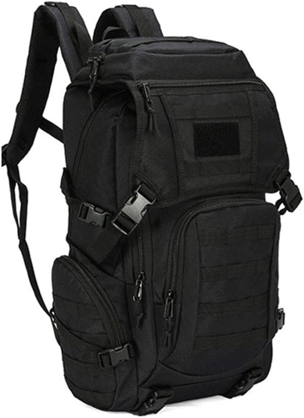 Outdoor Sports Pack Hiking Bag Tactical Rucksack Camo Knapsack Combat Camouflage Tactical Molle 50L Backpack - Black