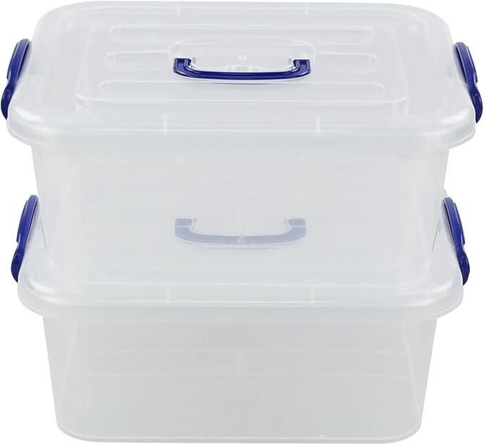 2-pack 8 Liters Storage Containers with lids Plastic Latching Storage Boxes