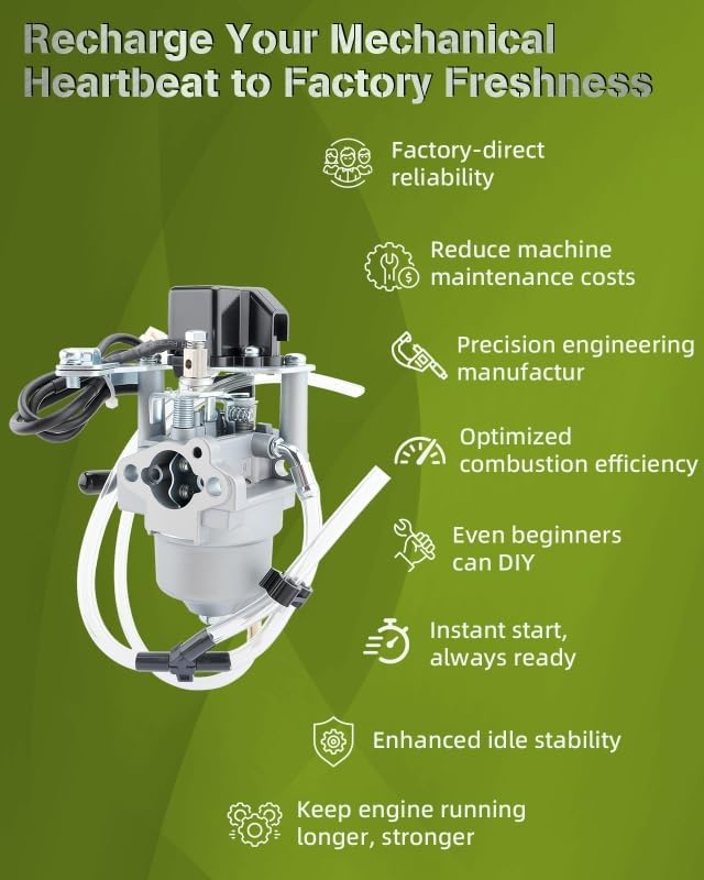 62523 Carburetor Compatible with Harbor Freight Predator 2000 Watts Inverter Generator Containing Fuel Filter Spark Plug Gasket and Cover Accessories
