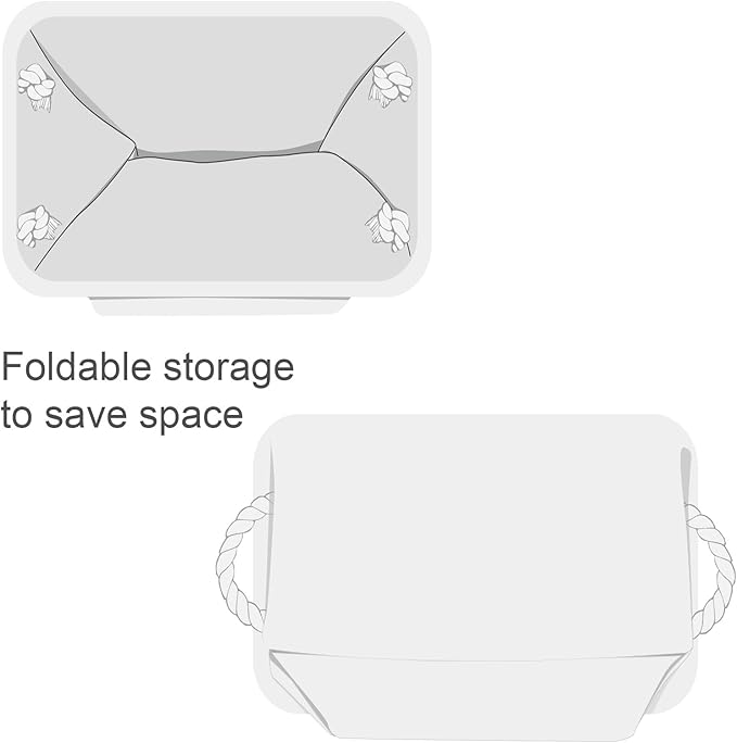 TheWarmHome Storage Basket for Shelves - 15.8x11.8x11.8 inch 3 Pack Fabric Storage Cubes Collapsible Storage Bin for Organizing Organizer Closet Book Gift Dog(White)