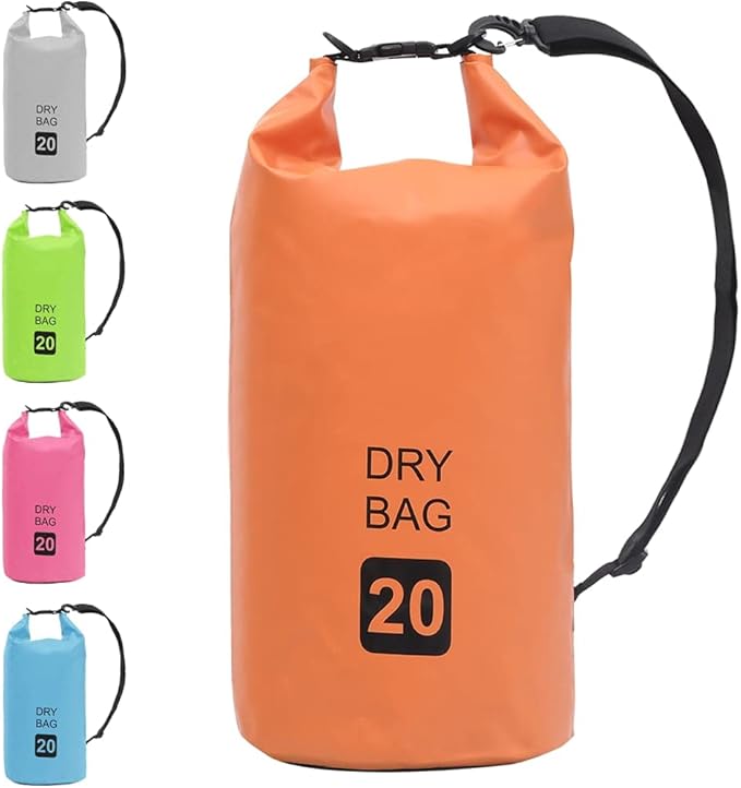 Waterproof Dry Bag Orange 5.3 gal PVC Backpack for Boating Surfing Outdoor Gear Storage Lightweight Durable Sack with Adjustable Shoulder Straps Protects Valuables
