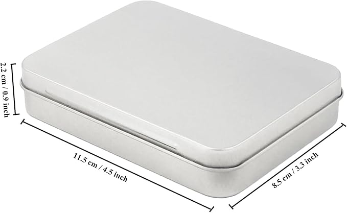 Goodma 24 Pieces Rectangular Metal Empty Hinged Tins Containers Basic Necessities Home Storage Organizer Mini Box Set 4.5 x 3.3 x 0.9 inch (Silver)