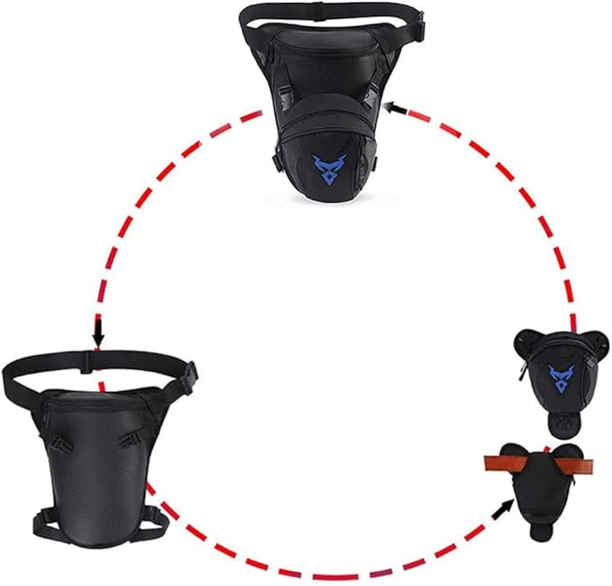 Hebetag Motorcycle Leg Bag Oxford Waist Pack for Men Women Outdoor Travel Hiking Cycling Tactical Sports Bum Hip High Drop Fanny Belt Bag Phone Purse Pouch Pocket