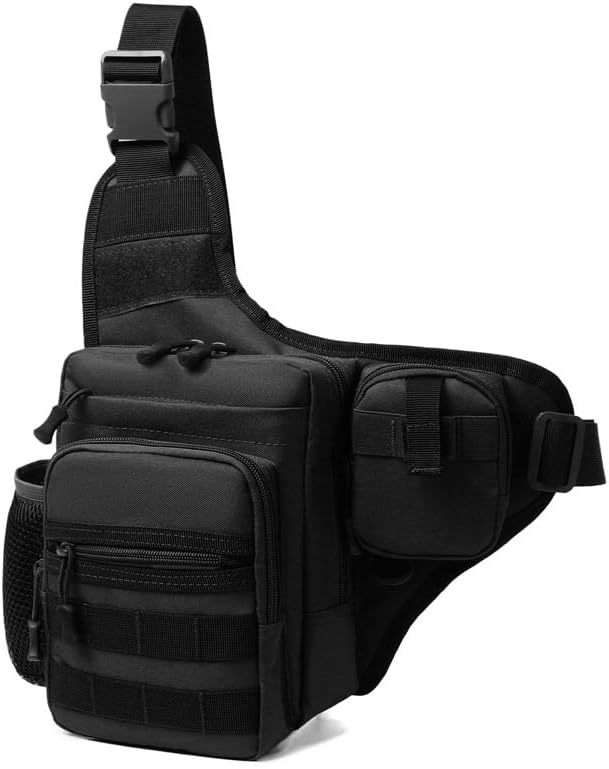 Camping Climbing Bag Chest Pouch For Men Cycling Hiking Travel Outdoor Sport Tactical Crossbody Molle Fishing Waist Fanny Pack(Black)