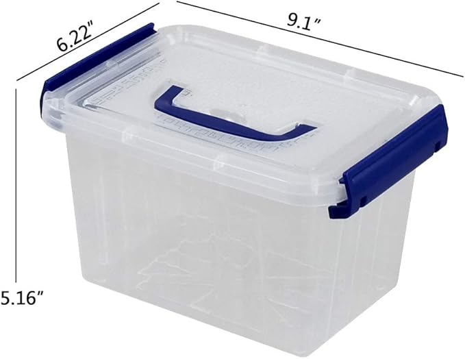 6-Pack 3 Liter Storage Box Small Plastic Bin with Handle