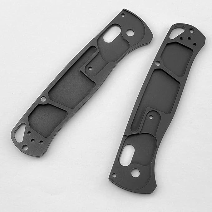 1 Pair Custom Aluminum Alloy Scales Fits for Bugout 535 Non Slip CNC Handle Patch DIY Accessory(Black)