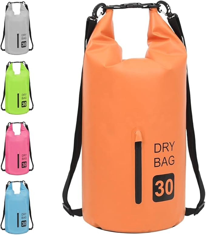 SKM Dry Bag with Zipper Orange 30 L PVC (Weight-1KG)
