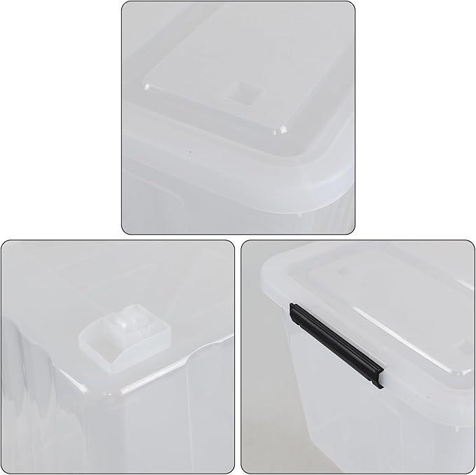 70 Quart Large Plastic Storage Bins with Wheels 4-Pack Clear Organizing Containers Boxes with Lids Nestable Stackable