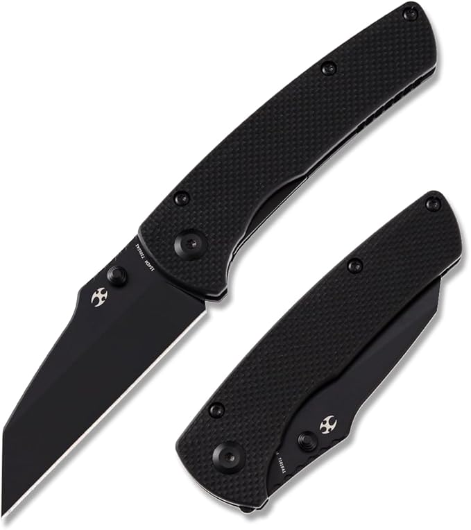 KANSEPT Main Street 7.92in Folding Pocket Knives with 3.36in Stonewashed 154CM Wharncliffe Blade and Black G10 Handle for Outdoor Tactical Survival Folding Knife Camping Hunting T1015B4