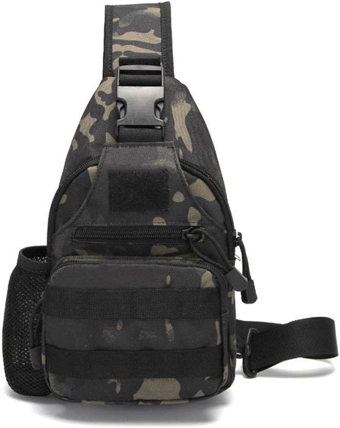 Sunnystacticalgear Outdoor Sports Hiking Sling Bag Shoulder Pack Camouflage Tactical Molle Chest Bag - Black CP