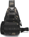 Sunnystacticalgear Outdoor Sports Hiking Sling Bag Shoulder Pack Camouflage Tactical Molle Chest Bag - Black CP
