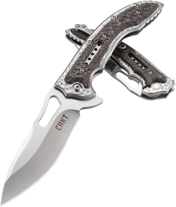 CRKT Fossil Folding Pocket Knife: Compact Stainless Steel Plain Edge EDC Folder with Frame Lock Everyday Carry Knife Satin Blade Finish 5460 Brown