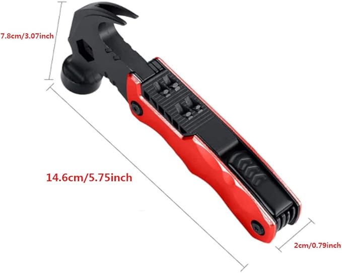 13 in 1 Camping Multitools Hammer Claw Hammer Tools with Foldable Hammer Plier Screwdriver Knife Bottle Opener Multitool Camping Gear for Outdoor Hunting Survival Emergency