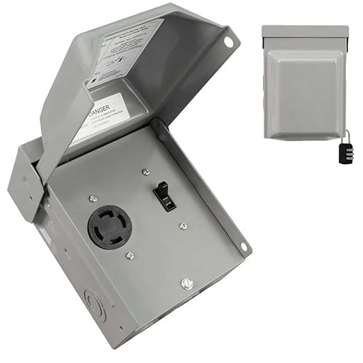 30 Amp NEMA L14-30R with 15Amp Switch Power Outlet Box 125/250V Heavy Duty Lockable Weatherproof Electrical Panel Outdoor Receptacle for EV RV GeneratorTrailer Motorhome ETL Listed HDS2-013