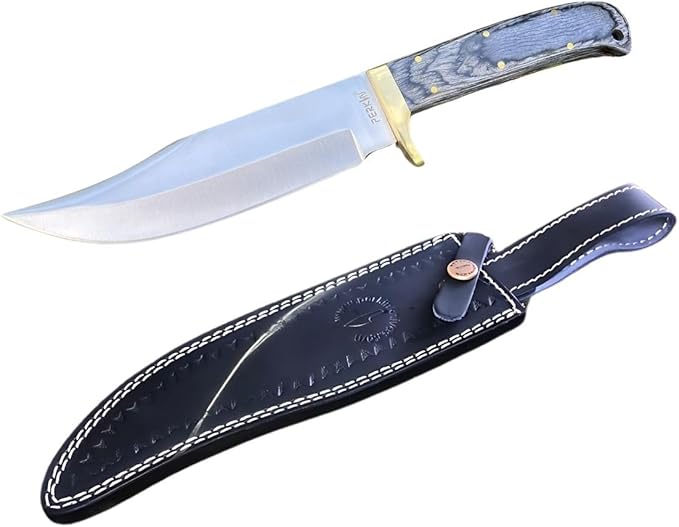 Perkin Fixed Blade Hunting Knives with Sheath-Custom Handmade Full Tang Bushcraft Fixed-Blade Knife for Camping Hiking and Outdoor Activities-Unisex Adults-PKH