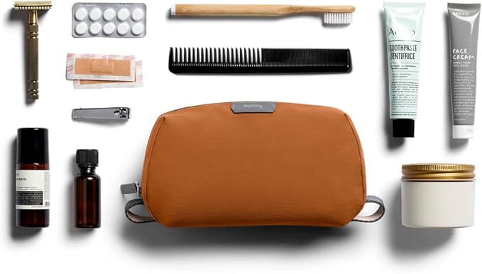 Bellroy Toiletry Kit (Unisex Toiletry Bag Zipper Closure Water-Resistant Lining Toothbrush Sleeve with Magnetic Closure Internal Mesh Pocket Organization) -Bronze