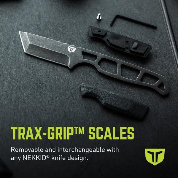 TRUE NEKKID Tanto Knife - Everyday Carry EDC 2.92 Blade TraxGrip Handle Scales Daily Cutting Removable Clip Black