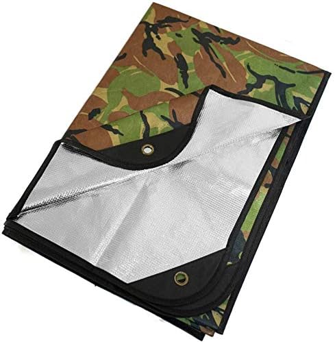 Arcturus Insulated Tarp Reusable Heavy Duty Thermal Survival Blanket – 60x82in Reflects 90% Body Heat Waterproof Windproof 3-Layer Design Reinforced Grommets Woodland Camo