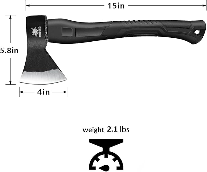 Throwing Axe - 3 Pack 15-inch Camping Hatchet Carbon Steel Splitting Axe Fiberglass Handle with Anti-Slip &amp Shock Reduction Grip for Axe Throwing Kindling Chopping and Wood Splitting