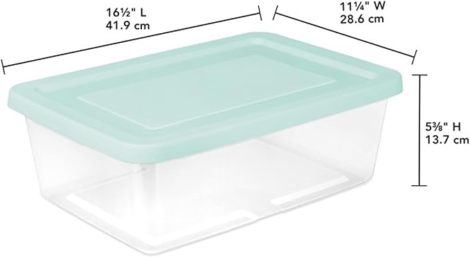 Sterilite 36 Pack Storage Boxes Clear Plastic Stackable Containers Lightweight Home Organizers with Snap Lids 12 Quart Mindful Mint